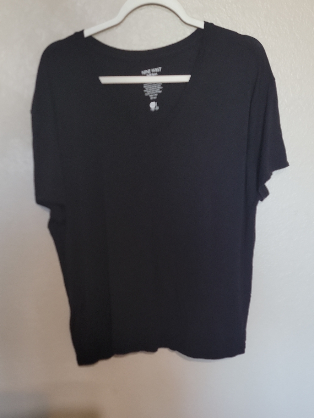 Nine West  Black Short-Sleeve V-Neck Tee